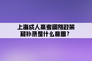 上海成人高考調(diào)劑政策和補(bǔ)錄是什么意思？