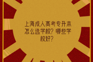 上海成人高考專(zhuān)升本怎么選學(xué)校?哪些學(xué)校好?