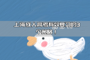 上海成人高考有效復習的3個策略！