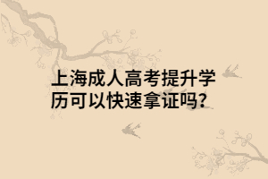上海成人高考提升學(xué)歷可以快速拿證嗎？