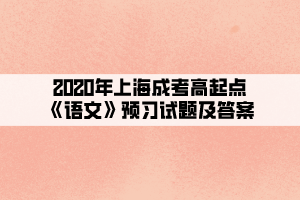 2020年上海成考高起點《語文》預習試題及答案