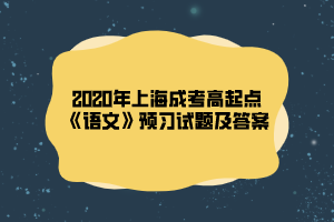 2020年上海成考高起點《語文》預習試題及答案