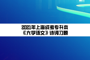 2021年上海成考專升本《大學(xué)語文》詩詞習(xí)題