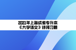 2021年上海成考專升本《大學語文》詩詞習題