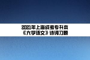 2021年上海成考專升本《大學語文》詩詞習題
