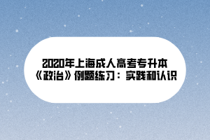 2020年上海成人高考專升本《政治》例題練習：實踐和認識