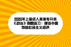 2020年上海成人高考專升本《政治》例題練習：建設中國特色社會主義經濟